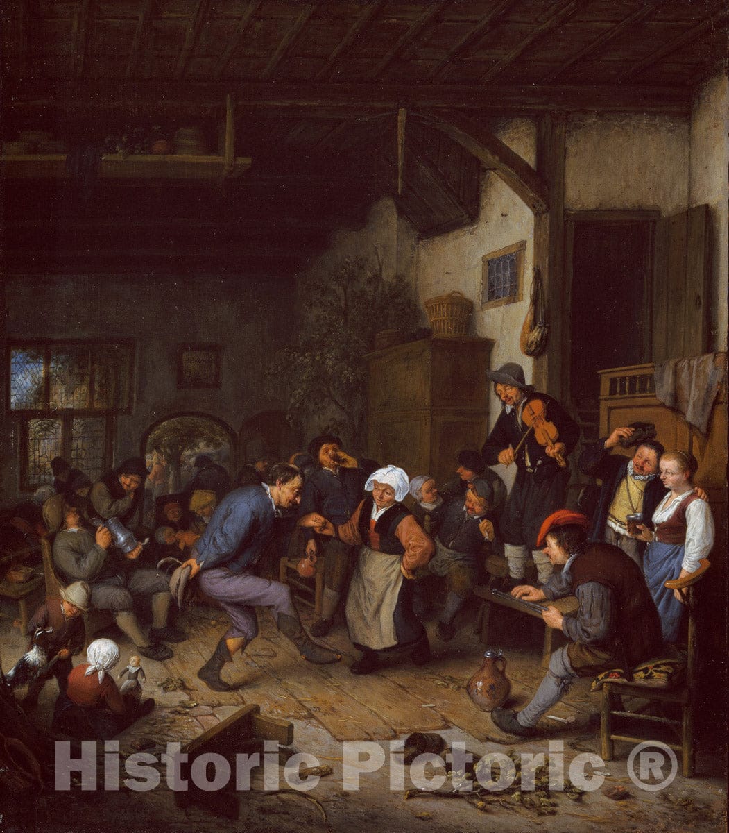Art Print : Merrymakers in an Inn, Adriaen Van Ostade, c 1733, Vintage Wall Decor :