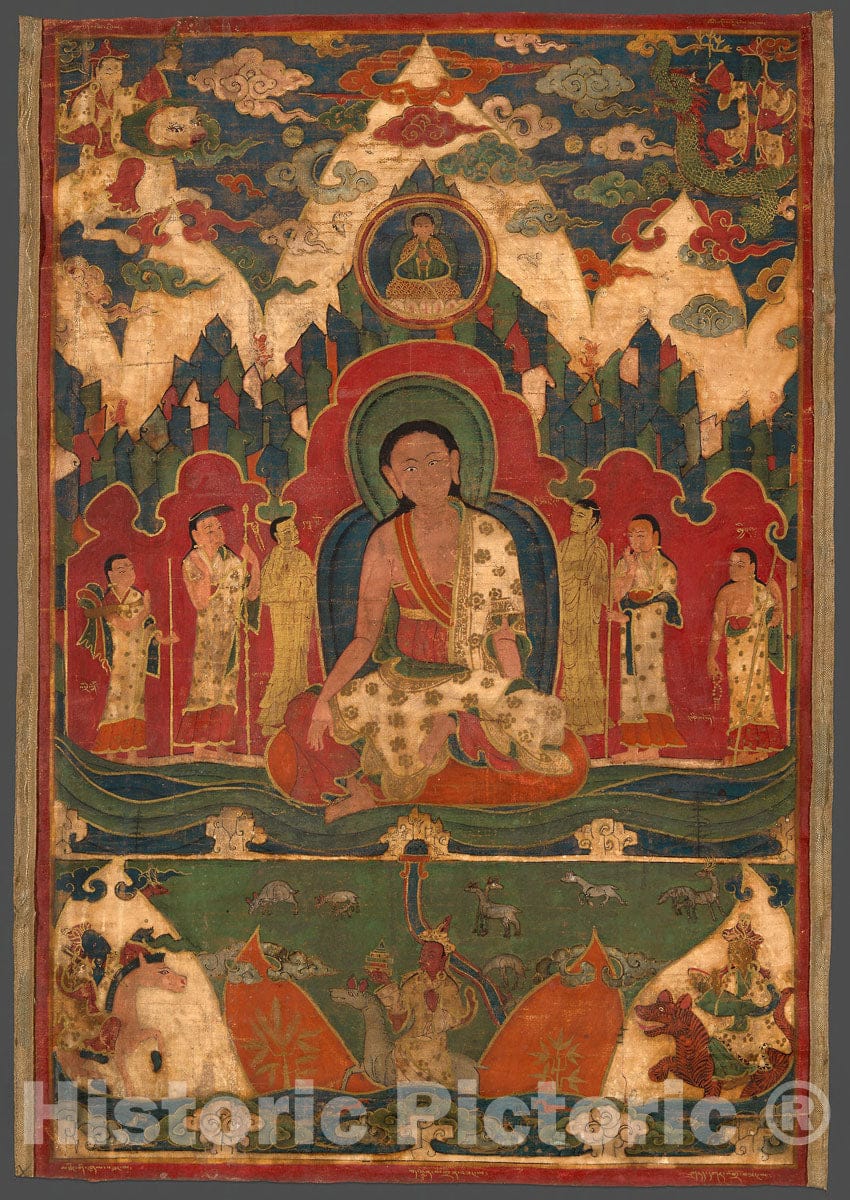 Art Print : Milarepa on Mount Kailash, c 1701, Vintage Wall Decor :