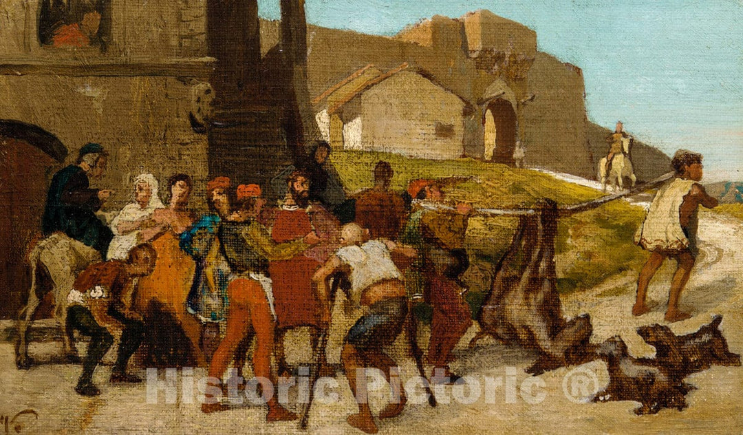 Art Print : Elihu Vedder - The Fable of the Miller, His Son, and the Donkey No. 6 : Vintage Wall Art