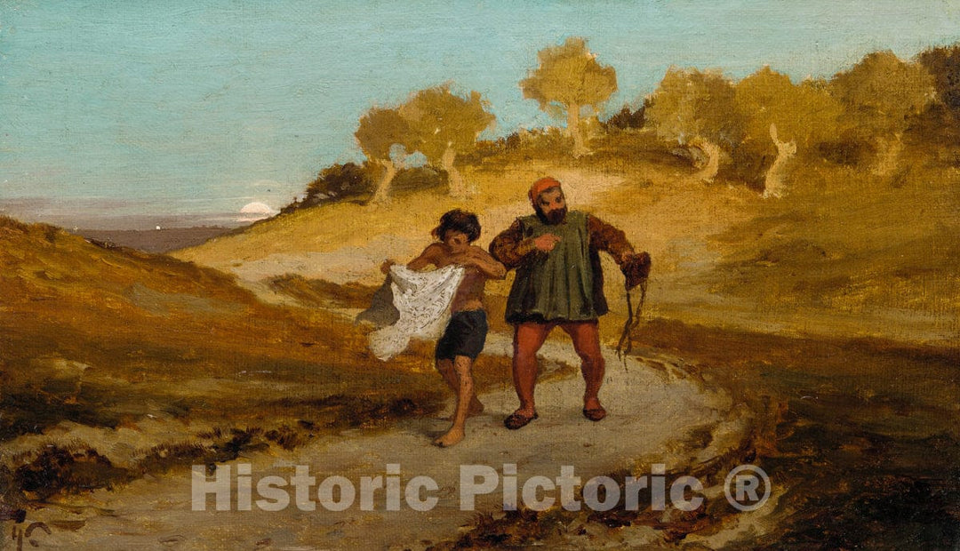 Art Print : Elihu Vedder - The Fable of the Miller, His Son, and the Donkey No. 8 : Vintage Wall Art