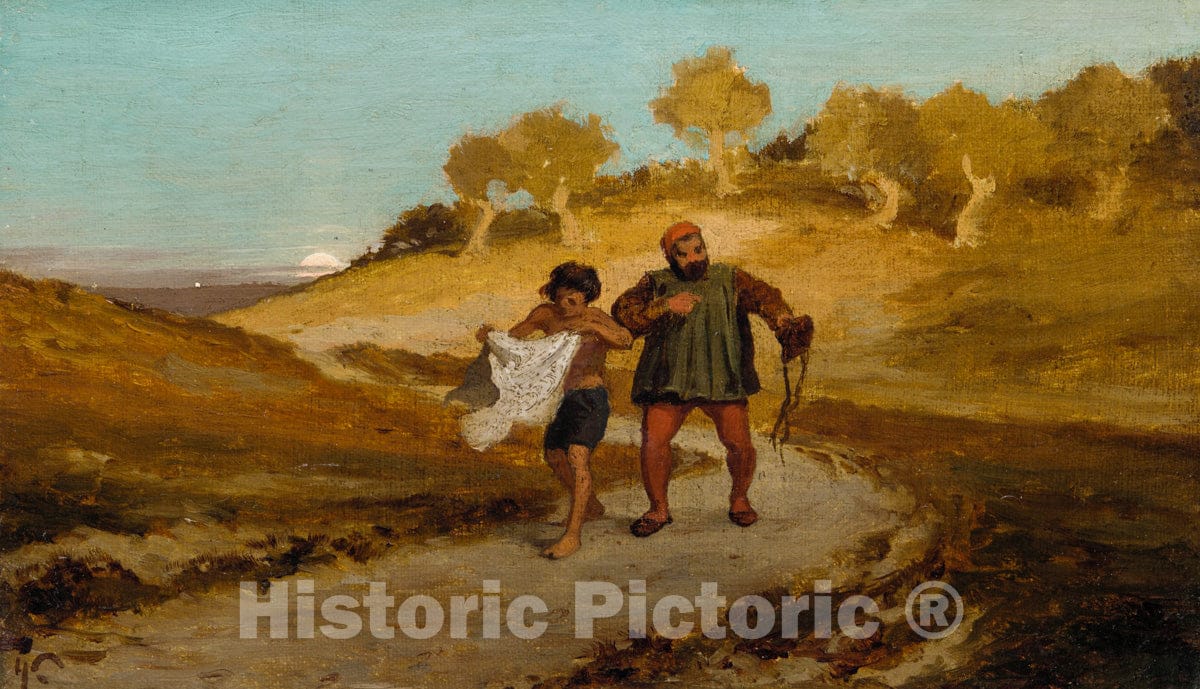 Art Print : Elihu Vedder - The Fable of the Miller, His Son, and the Donkey No. 8 : Vintage Wall Art