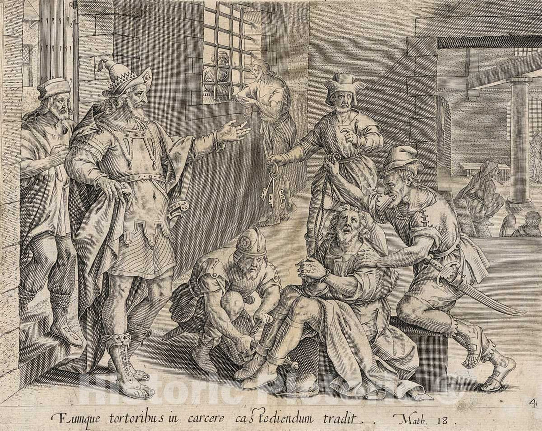 Art Print : Gerard van Groeningen - The Imprisoned Servant, from The Parable of the Unmerciful Servant : Vintage Wall Art