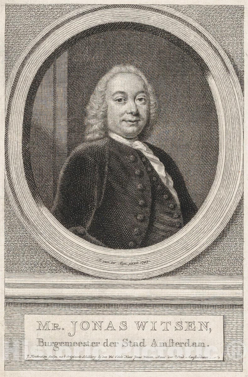 Art Print : Frans van der Mijn - Jonas Witsen, Burgemeester der Stad Amsterdam : Vintage Wall Art