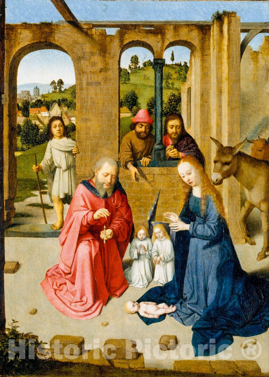 Art Print : Gerard David - The Nativity : Vintage Wall Art