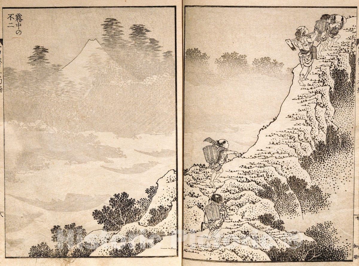 Art Print : Katsushika Hokusai - One Hundred Views of Mount Fuji : Vintage Wall Art