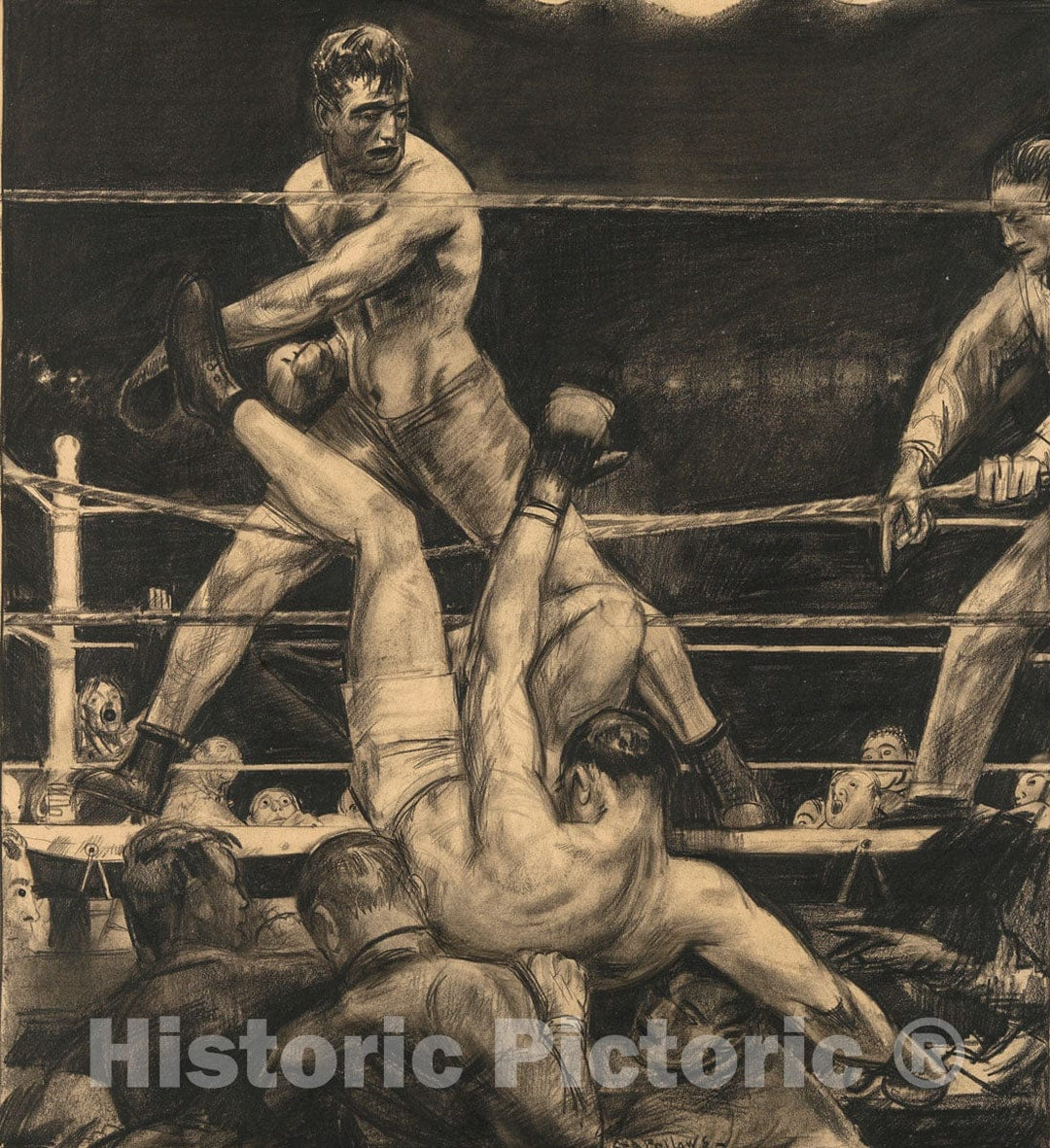 Art Print : George Bellows - Dempsey through the Ropes : Vintage Wall Art