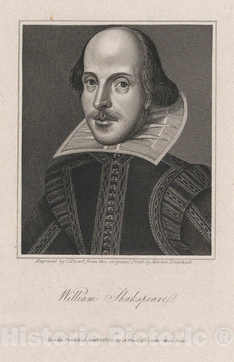 Art Print : Martin Droeshout the Younger - William Shakespeare : Vintage Wall Art