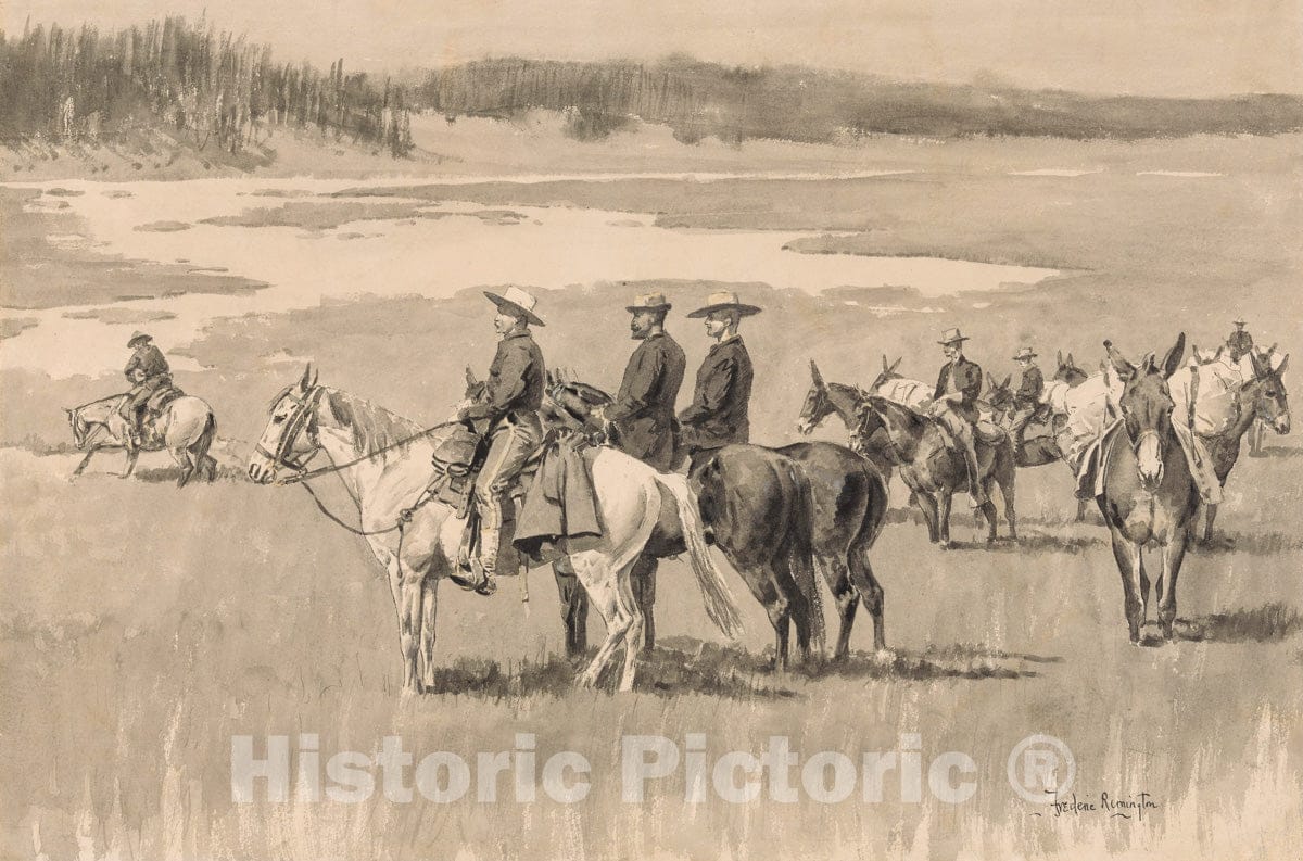 Art Print : Frederic Remington - On the Head-Waters--Burgess Finding a Ford : Vintage Wall Art