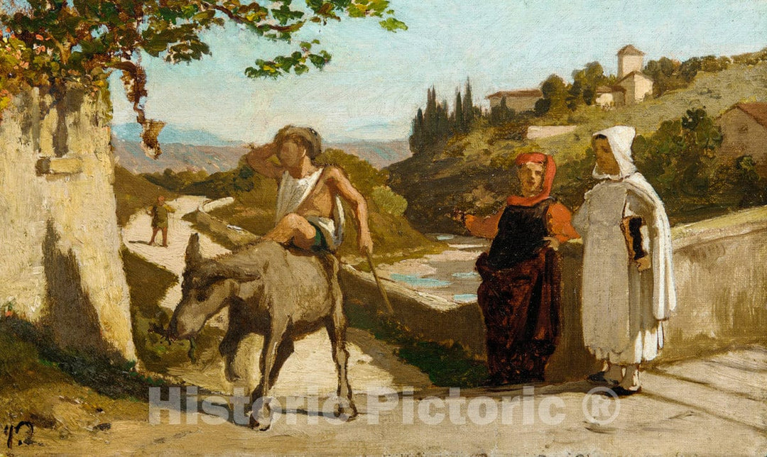 Art Print : Elihu Vedder - The Fable of the Miller, His Son, and the Donkey No. 3 : Vintage Wall Art
