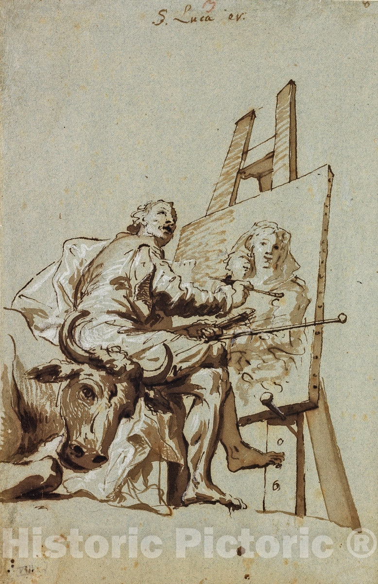 Art Print : Georg Anton Urlaub - Saint Luke Painting the Virgin : Vintage Wall Art
