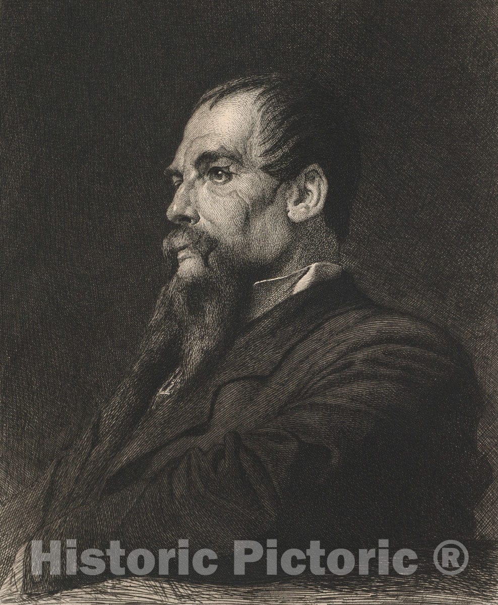Art Print : Frederic, Lord Leighton - Portrait of Captain Burton, from "The Portfolio" : Vintage Wall Art