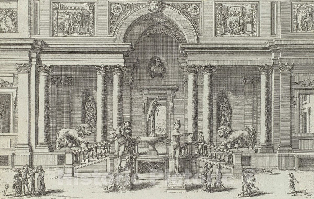 Art Print : Giovanni Francesco Venturini - Le Fontane ne' Palazzi e ne' Giardini di Roma con li Loro Prospetti et Ornamenti : Vintage Wall Art