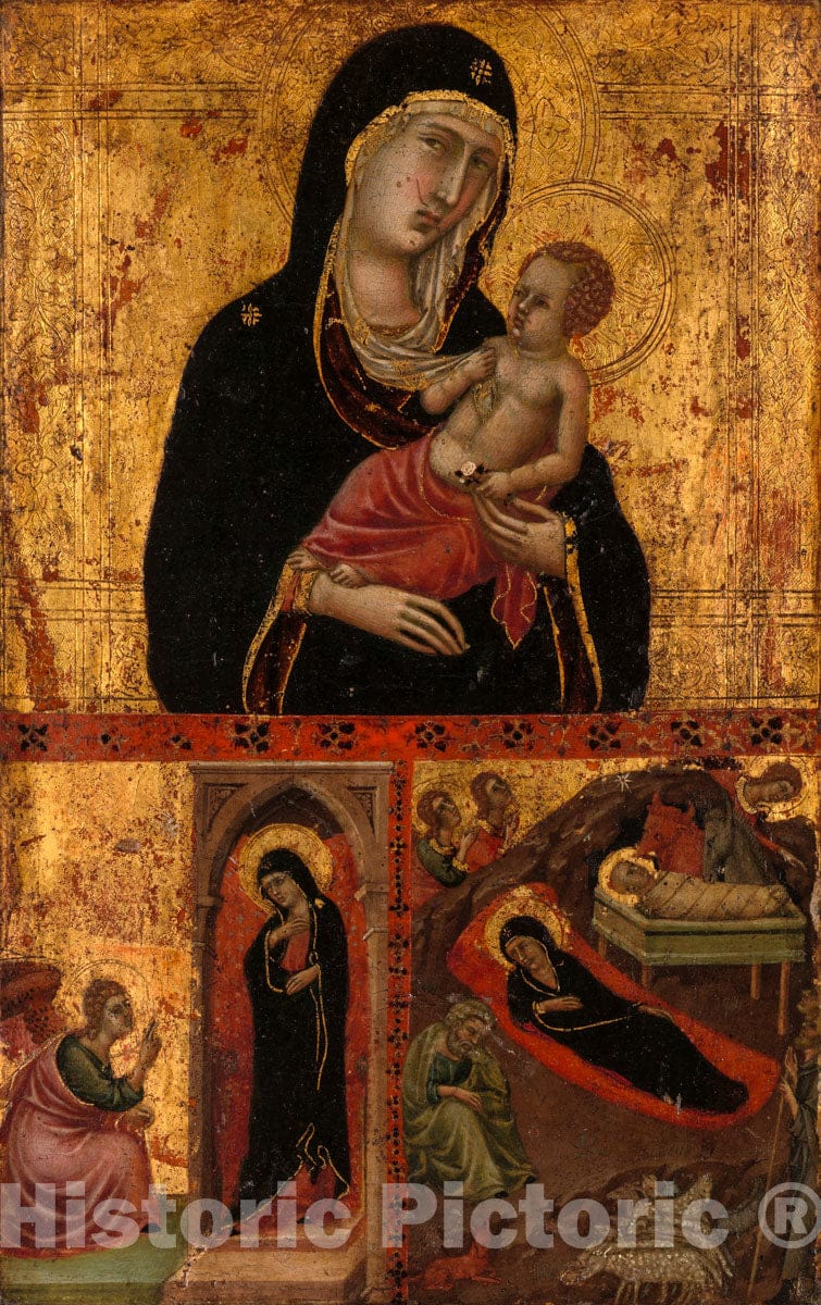 Art Print : Goodhart Ducciesque Master - Madonna and Child with the Annunciation and the Nativity : Vintage Wall Art