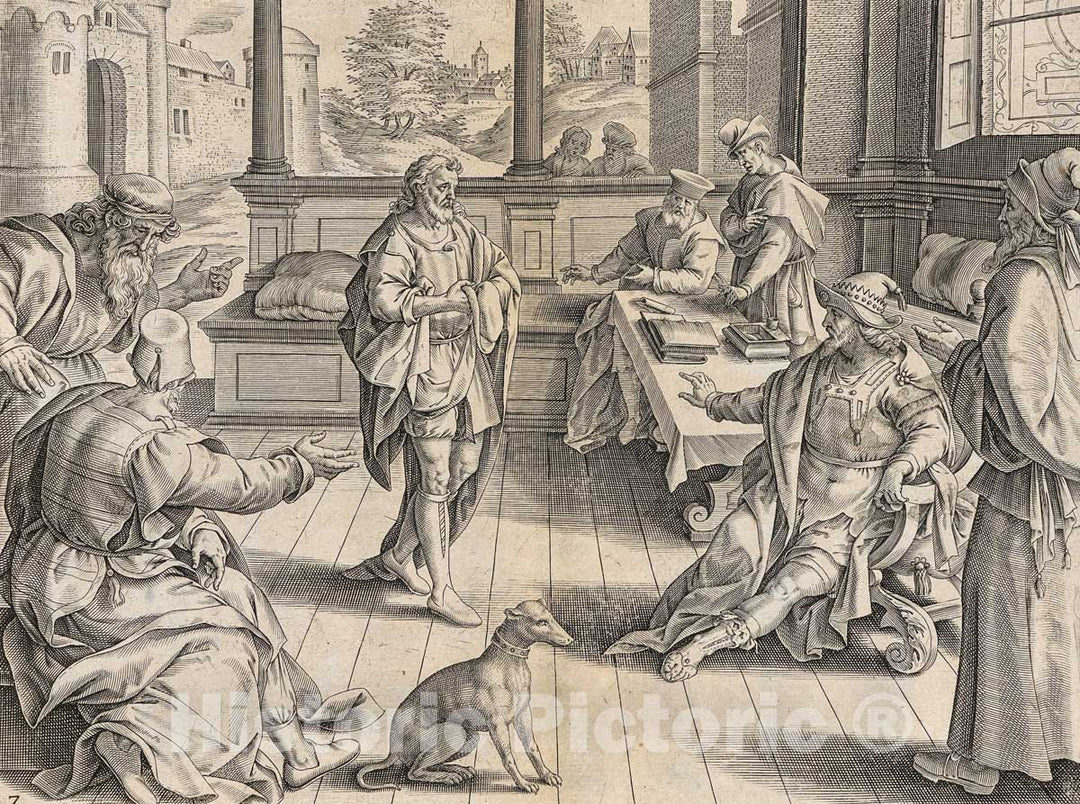 Art Print : Gerard de Jode - The King Summoning the Servant, from The Parable of the Unmerciful Servant : Vintage Wall Art