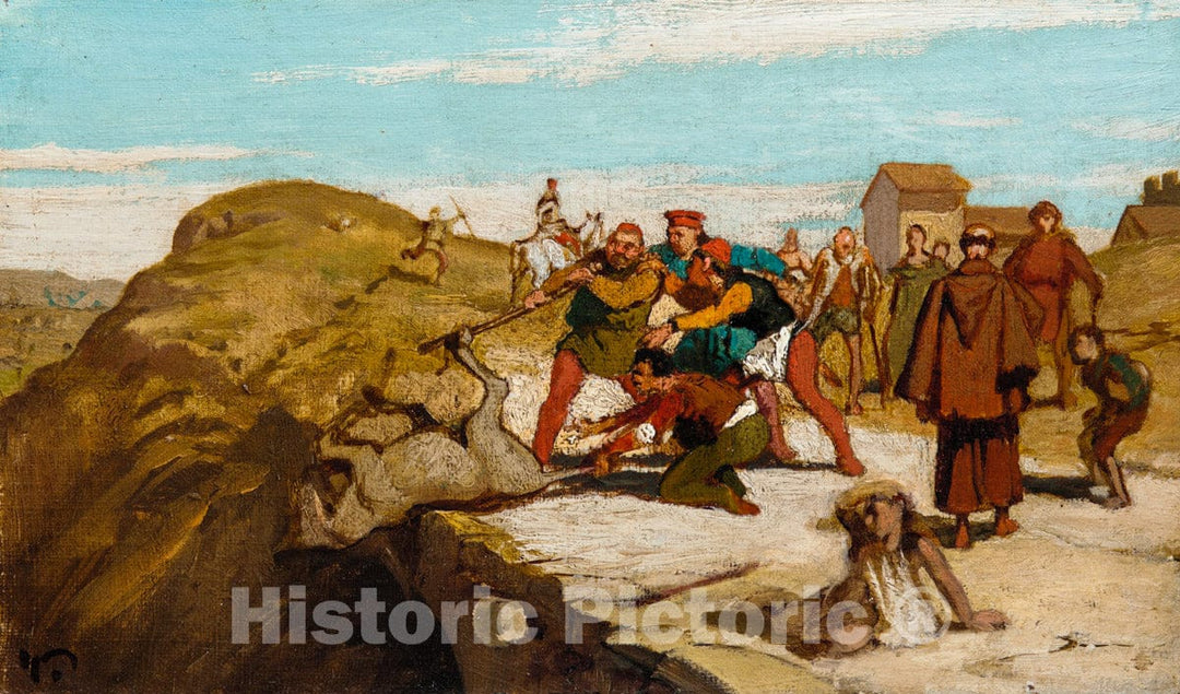Art Print : Elihu Vedder - The Fable of the Miller, His Son, and the Donkey No. 7 : Vintage Wall Art