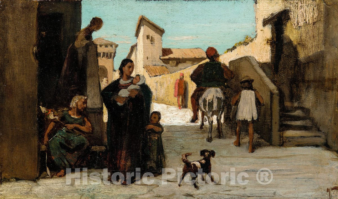 Art Print : Elihu Vedder - The Fable of the Miller, His Son, and the Donkey No. 4 : Vintage Wall Art