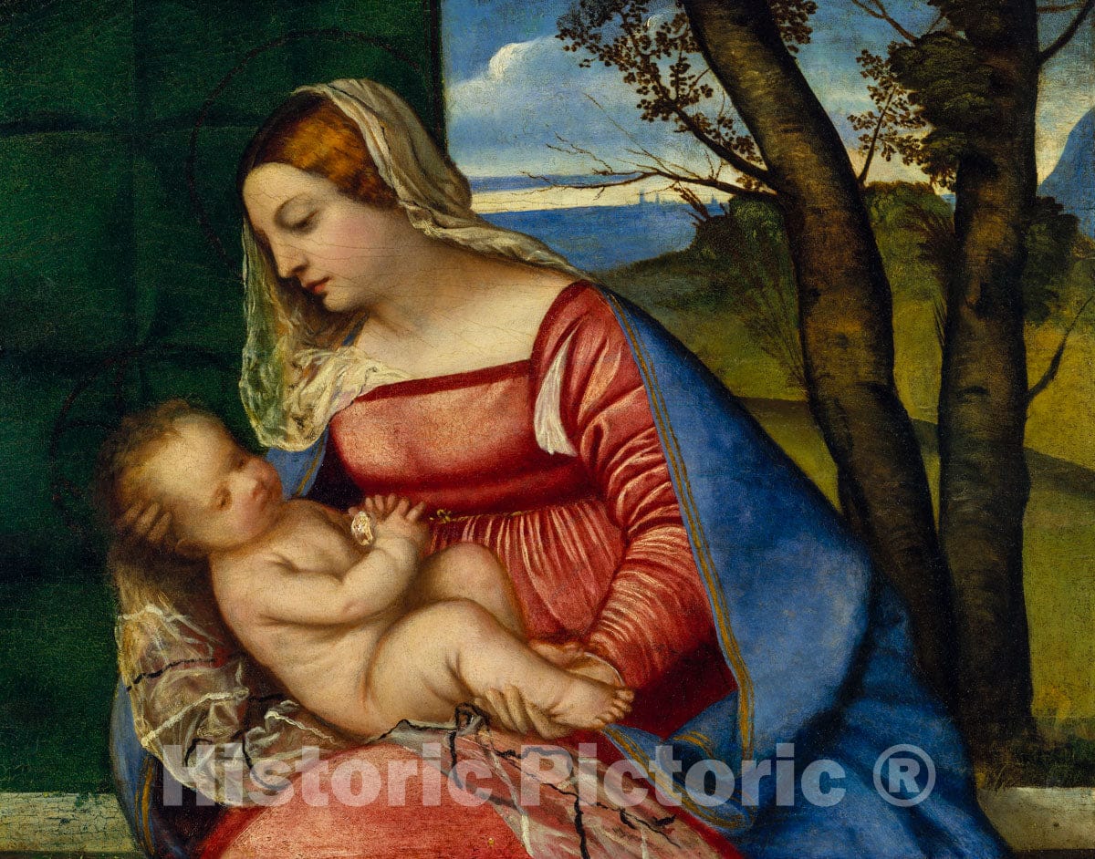 Art Print : Titian (Tiziano Vecellio) - Madonna and Child : Vintage Wall Art