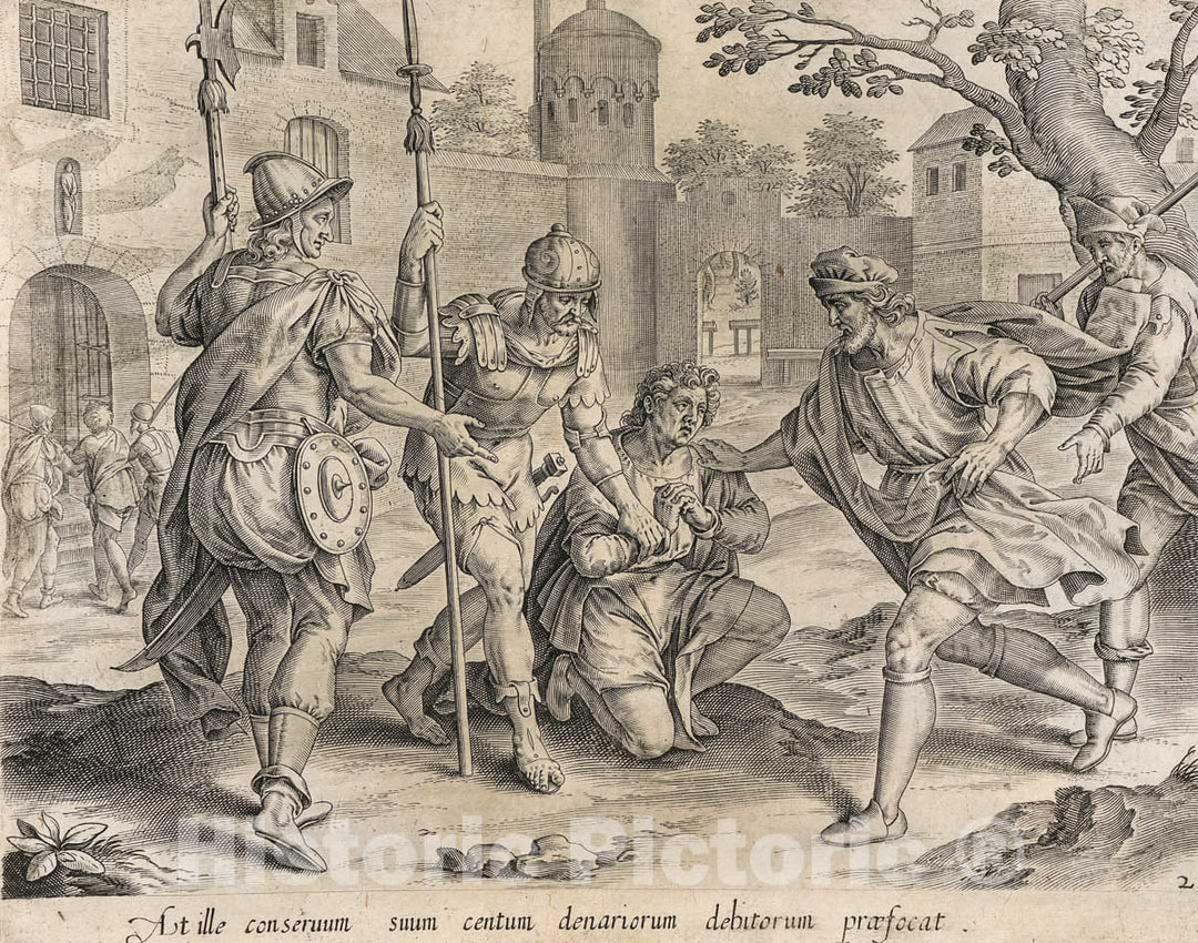 Art Print : Gerard de Jode - The Servant Sending his Fellow Servant to Prison, from The Parable of the Unmerciful Servant : Vintage Wall Art