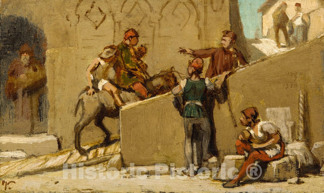 Art Print : Elihu Vedder - The Fable of the Miller, His Son, and the Donkey No. 5 : Vintage Wall Art