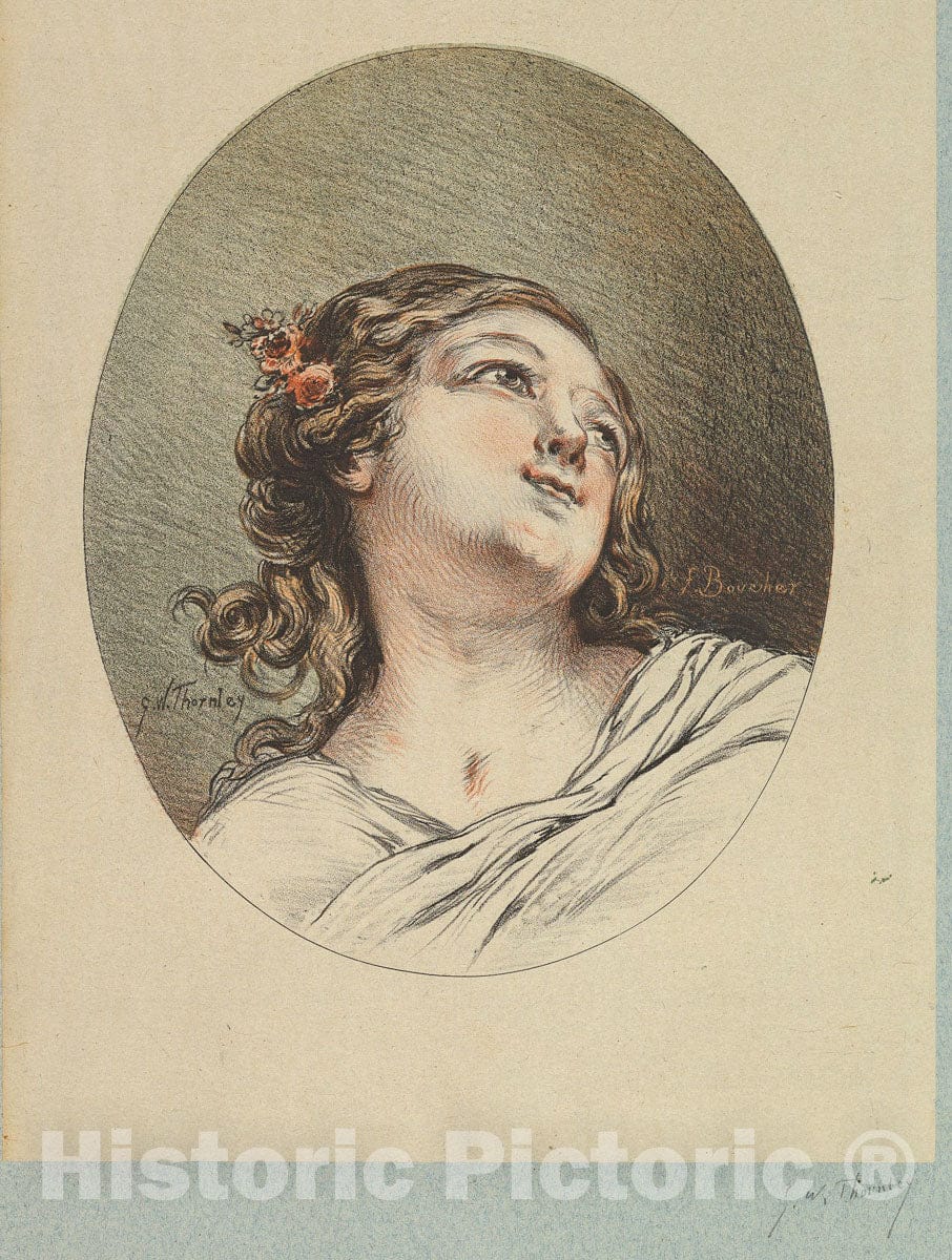 Art Print : George William Thornley - Head of a Child Looking to the Right and Upward : Vintage Wall Art