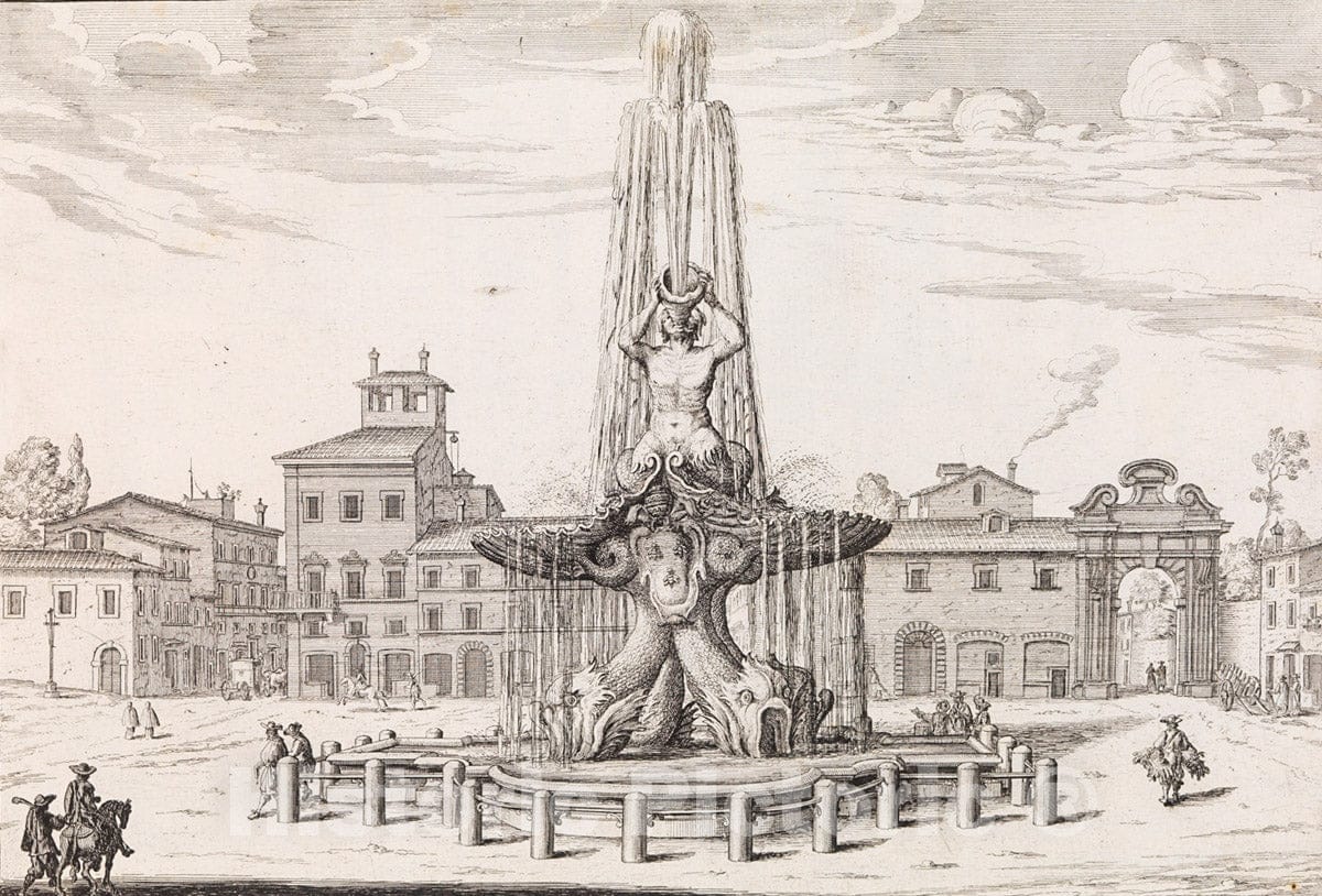 Art Print : Giovanni Battista Falda - Fontana del Sig. Prencipe di Pallestrina  : Vintage Wall Art
