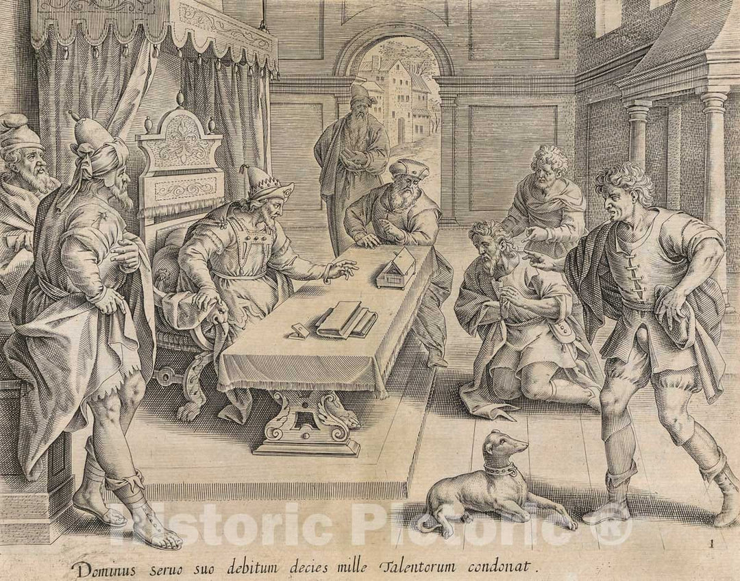 Art Print : Gerard de Jode - The King Cancelling his Servant's Debt, from the Parable of the Unmerciful Servant : Vintage Wall Art