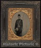 Photo Print : Civil War Union Soldier with Rifle and Canteen, in Studio - Artist Unknown : Vintage Wall Art
