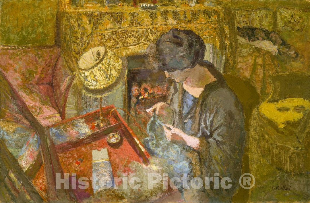 Art Print : Edouard Vuillard - The Small Drawing-Room: Mme Hessel at Her Sewing Table : Vintage Wall Art