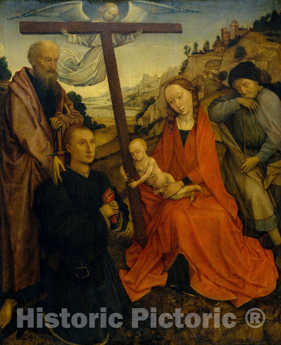 Art Print : Style of Rogier van der Weyden - The Holy Family with Saint Paul and a Donor : Vintage Wall Art