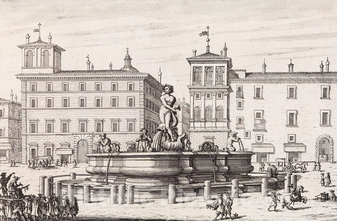 Art Print : Giovanni Battista Falda - Fontana in Piazza Navona : Vintage Wall Art