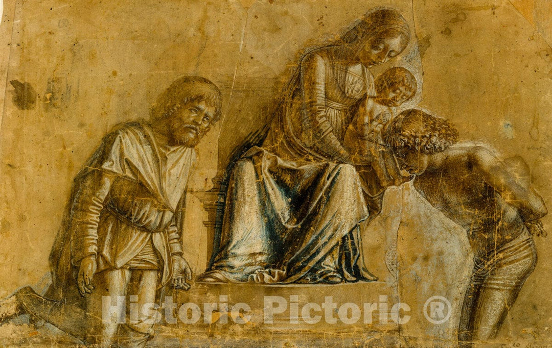 Art Print : Michele da Verona - Madonna and Child with Saints Roch and Sebastian : Vintage Wall Art