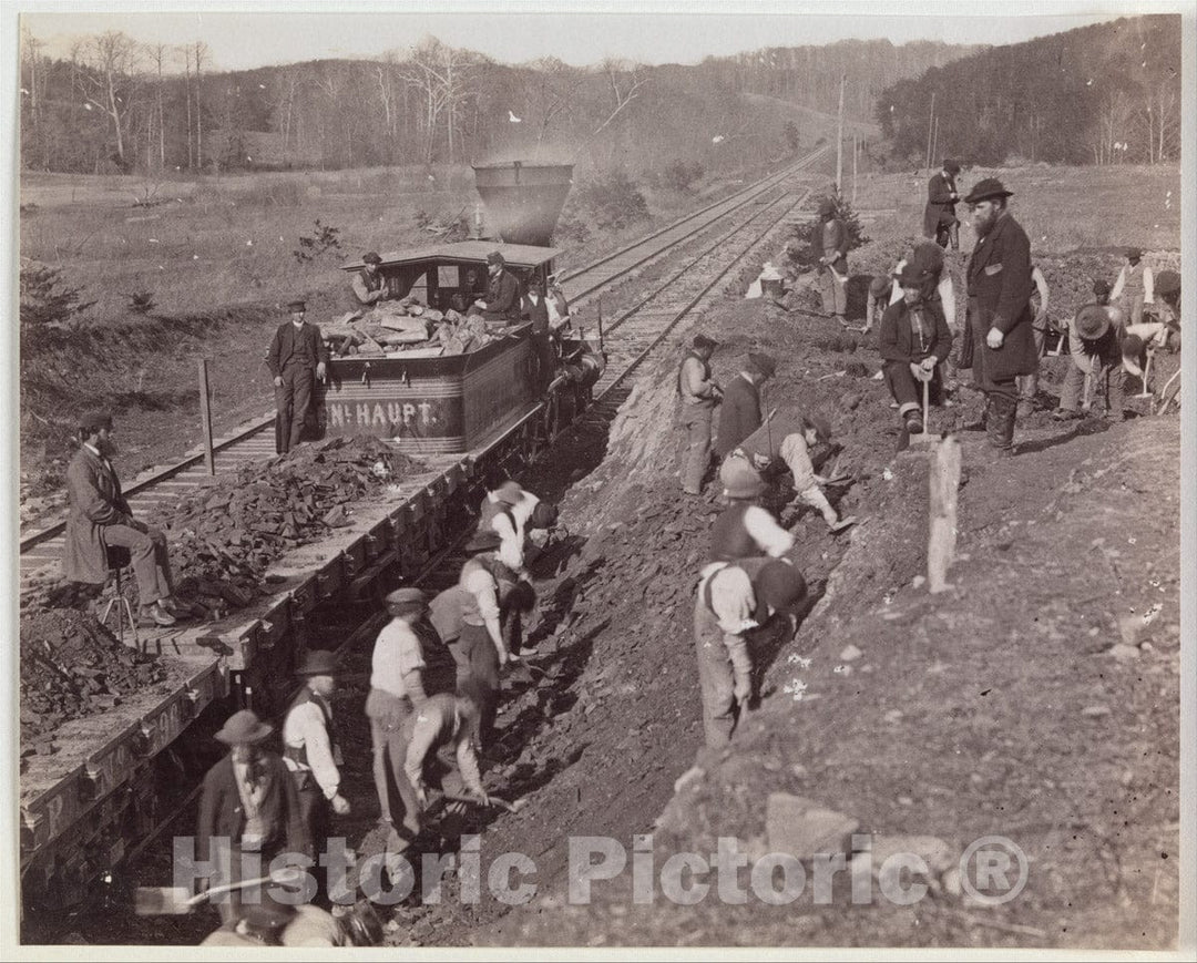 Photo Print : Andrew Joseph Russell - Excavating for Y at Devereaux Station, Orange & Alexandria Railroad : Vintage Wall Art