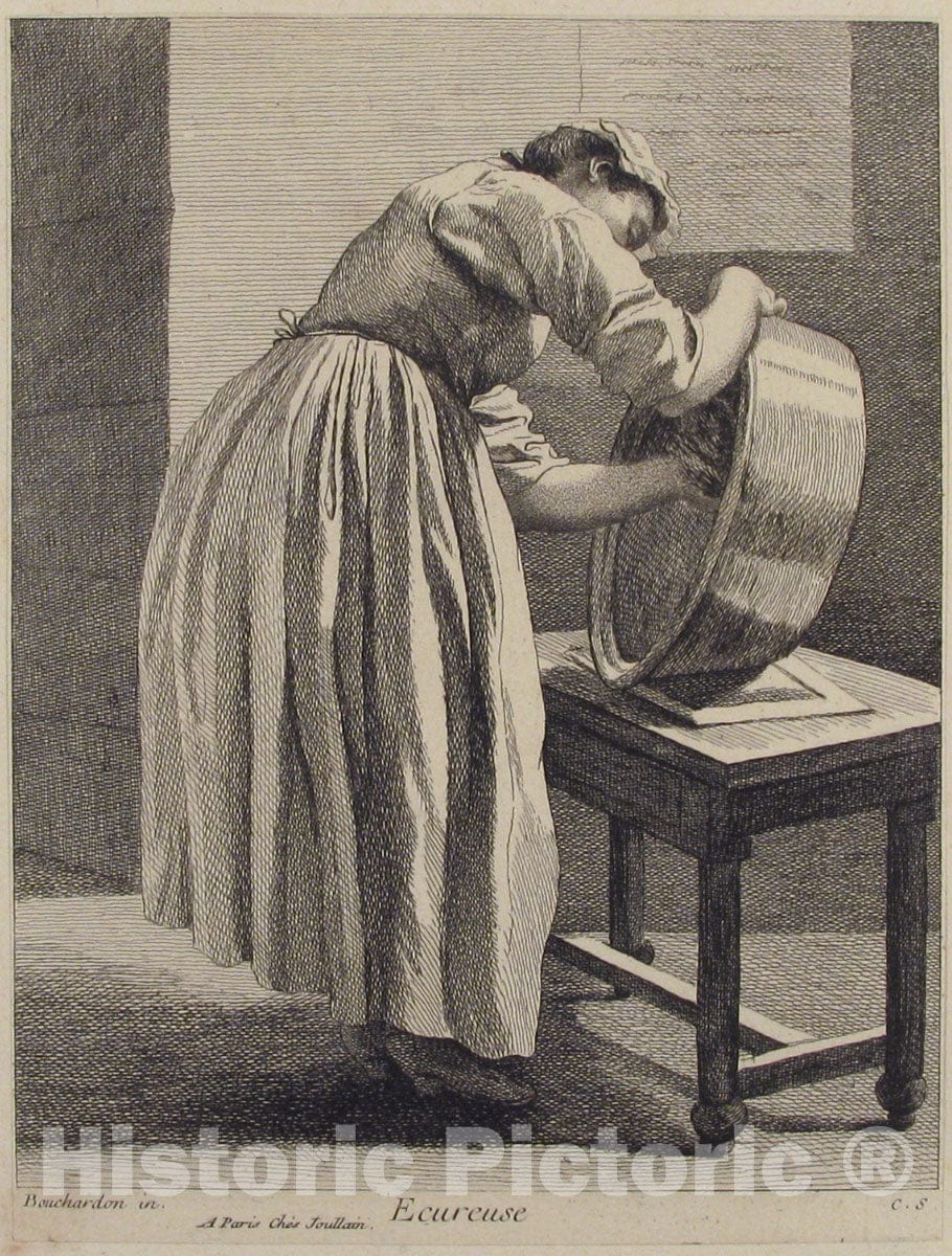 Art Print : Edme Bouchardon - Scullery Maid : Vintage Wall Art