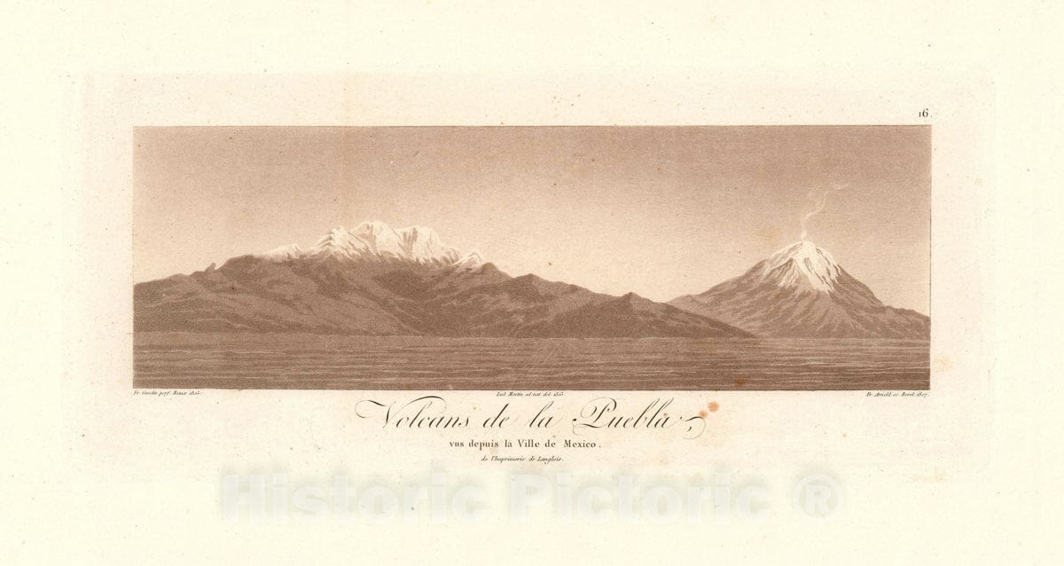 Art Print : View of Volcanoes of Iztaccihuatl and Popocatepetl, Appleton, 1811, Vintage Wall Art