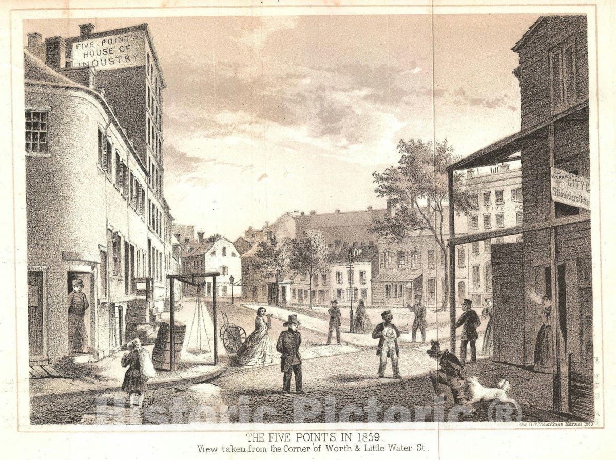 Art Print : Five Points, New York City, Valentine's, 1859, v2 Vintage Wall Art