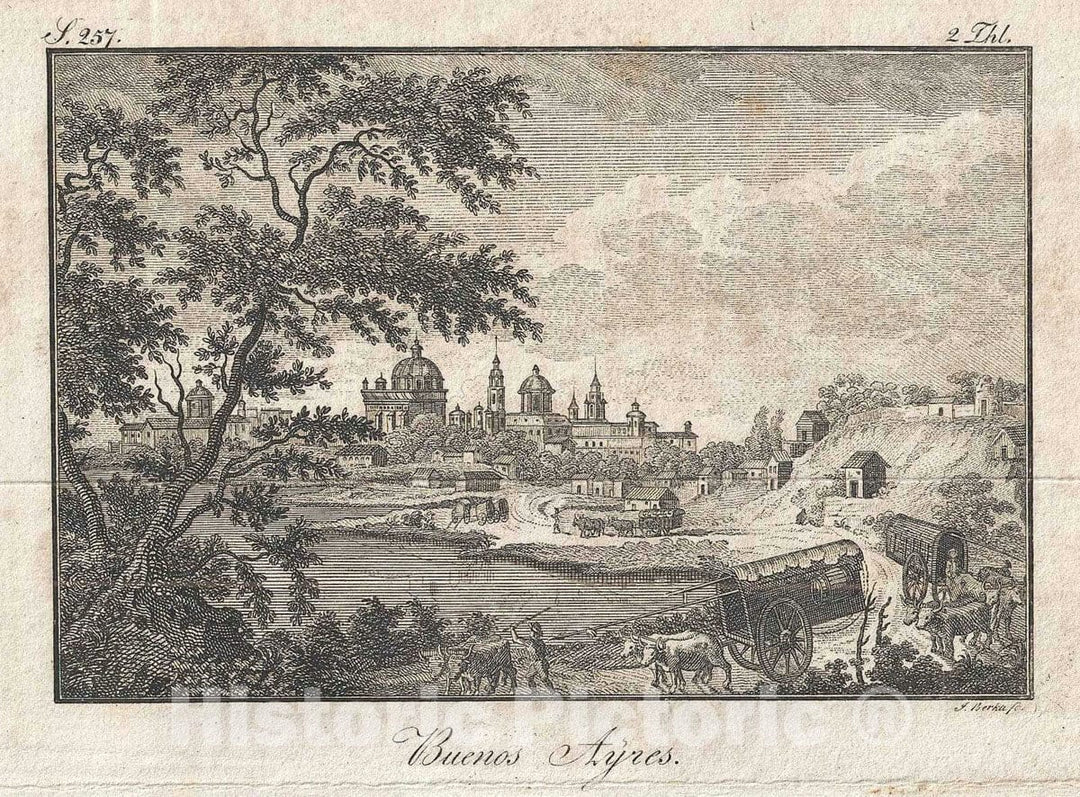 Art Print : View of Buenos Aires, Argentina, Berka , 1820, Vintage Wall Art