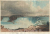 Art Print : Niagara Falls Horseshoe, Sébron and Salathé, 1852, Historic Wall Art