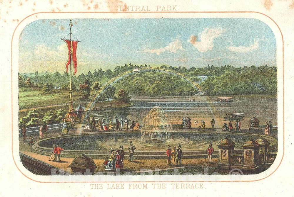 Art Print : Bethesda Terrace and The Lake, Central Park, New York City, Shannon, 1868, Vintage Wall Art