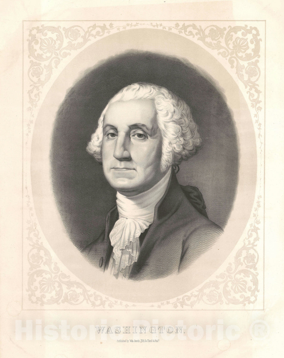 Art Print : Portrait of George Washington, Smith, 1865, Vintage Wall Art