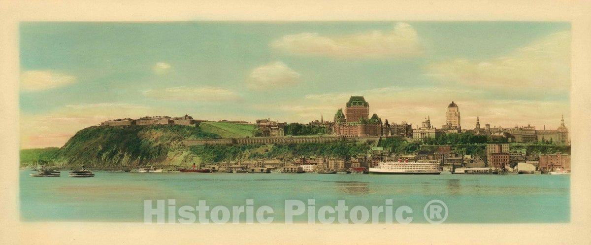 Art Print : Panoramic Quebec City, W. B. Edwards, 1930, Vintage Wall Art