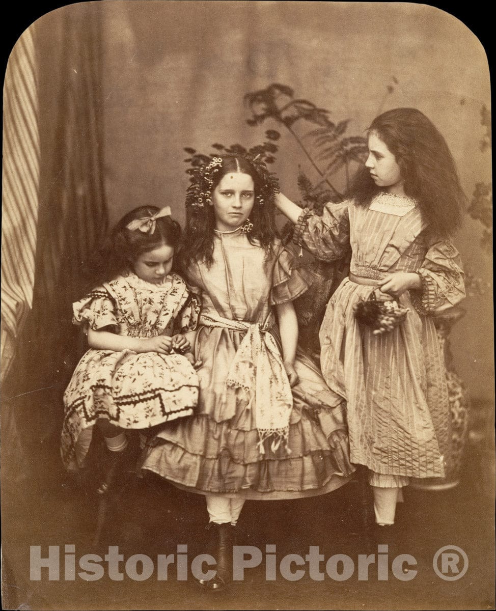Photo Print : Lewis Carroll - Flora Rankin, Irene Macdonald, and Mary Josephine Macdonald at Elm Lodge : Vintage Wall Art
