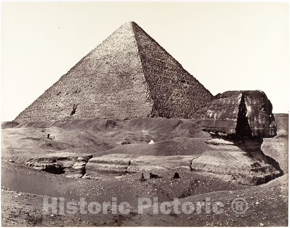 Art Print : Francis Frith - The Great Pyramid and The Great Sphinx : Vintage Wall Art