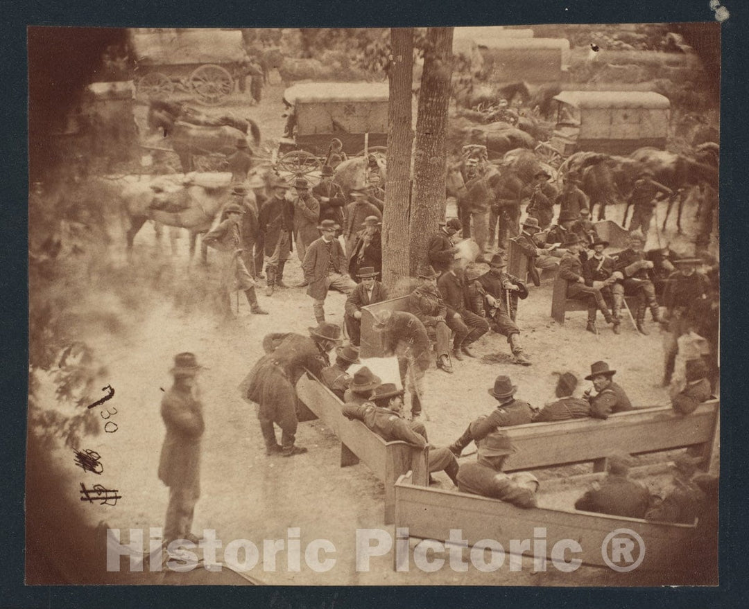 Photo Print : Timothy H. O'sullivan - General Grant's Council of War, Massaponax Church, Virginia : Vintage Wall Art