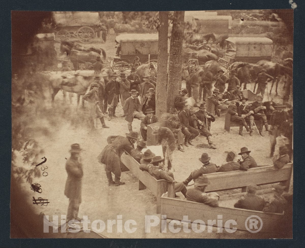 Photo Print : Timothy H. O'sullivan - General Grant's Council of War, Massaponax Church, Virginia : Vintage Wall Art