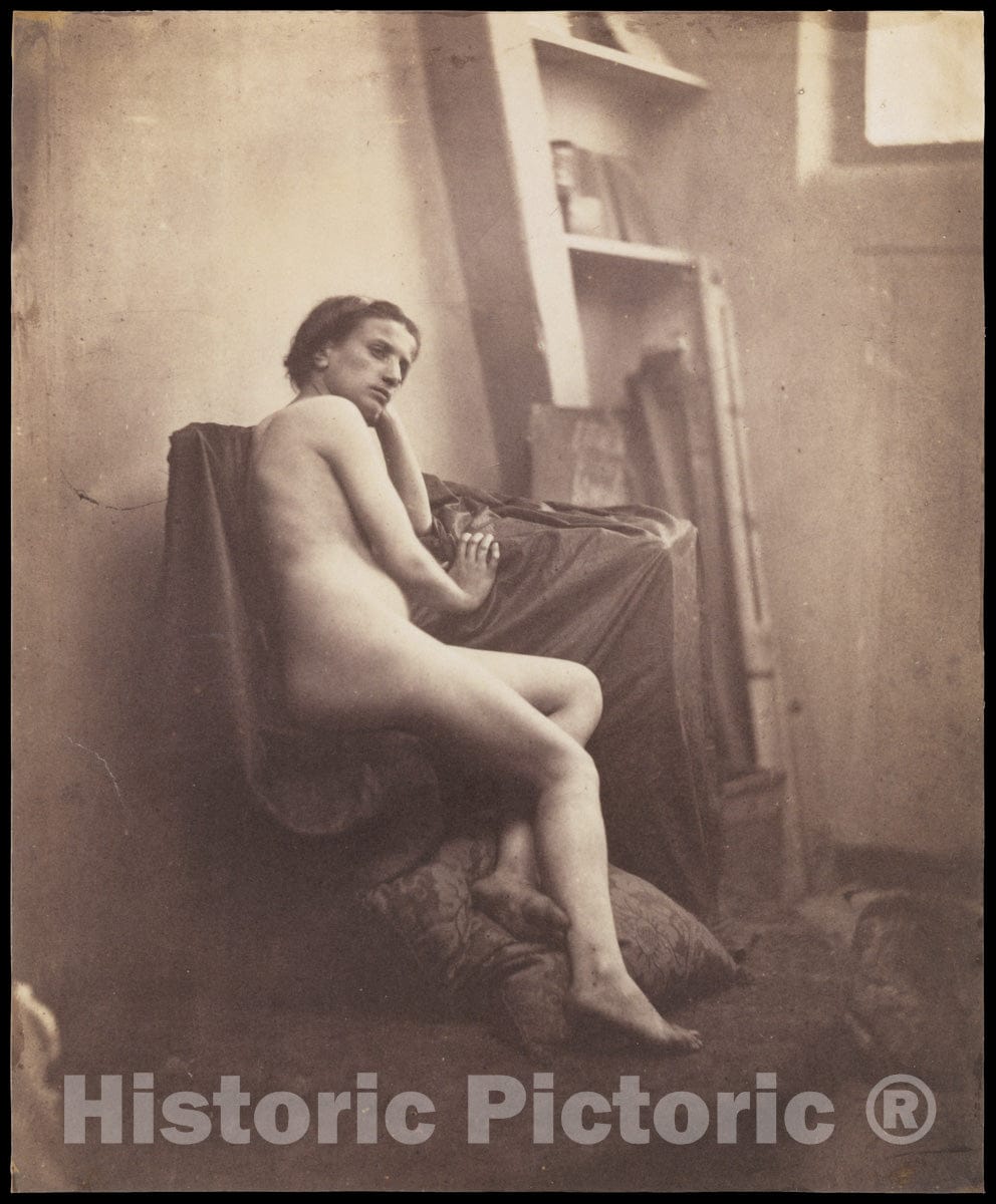 Photo Print : Franck-François-Genès Chauvassaignes - Female Nude in Studio : Vintage Wall Art