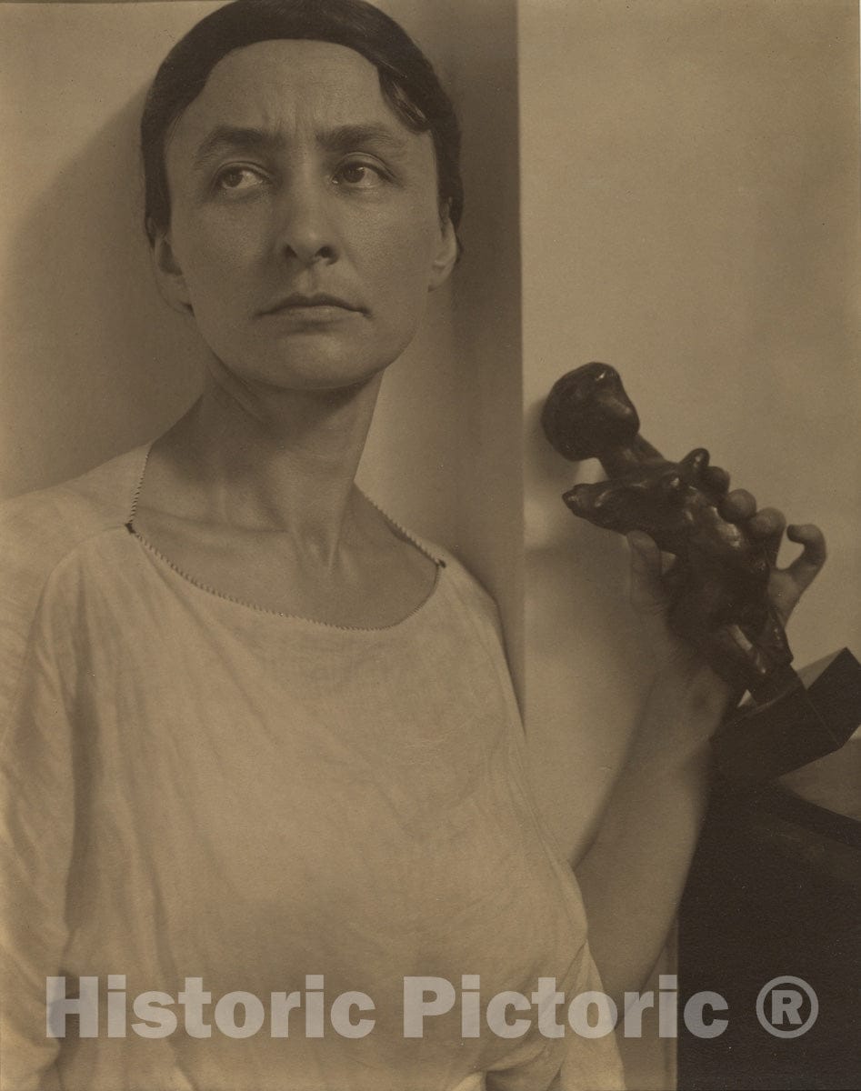 Photo Print : Alfred Stieglitz - Georgia O'Keeffe with Matisse Sculpture : Vintage Wall Art