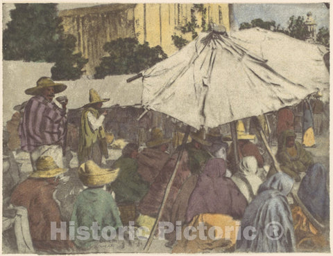 Photo Print : Henry Ravell - Lunching in The Market Place : Vintage Wall Art