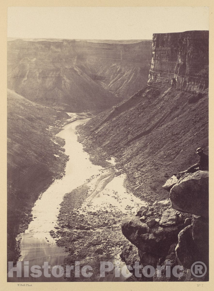 Photo Print : William Bell - Grand Canyon, Colorado River, Near Paria Creek, Looking West : Vintage Wall Art