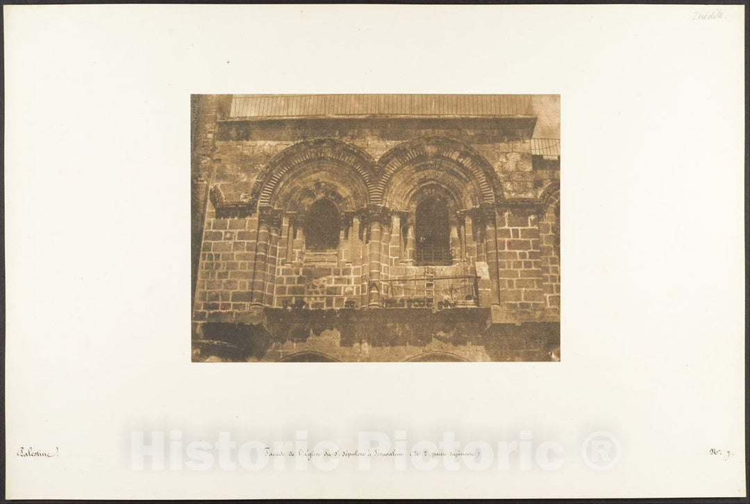 Photo Print : Maxime Du Camp - Façade de l'Eglise du St. Sépulcre, à Jérusalem (No. 2 Partie supérieure) : Vintage Wall Art