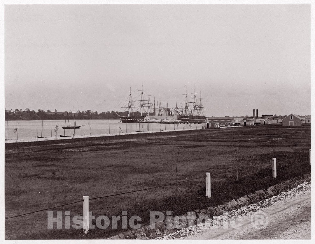 Photo Print : Formerly Mathew B. Brady - Frigates Santee and Constitution Off Naval Academy, Annapolis : Vintage Wall Art